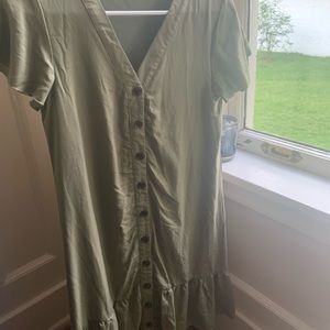 olive green button down dress
